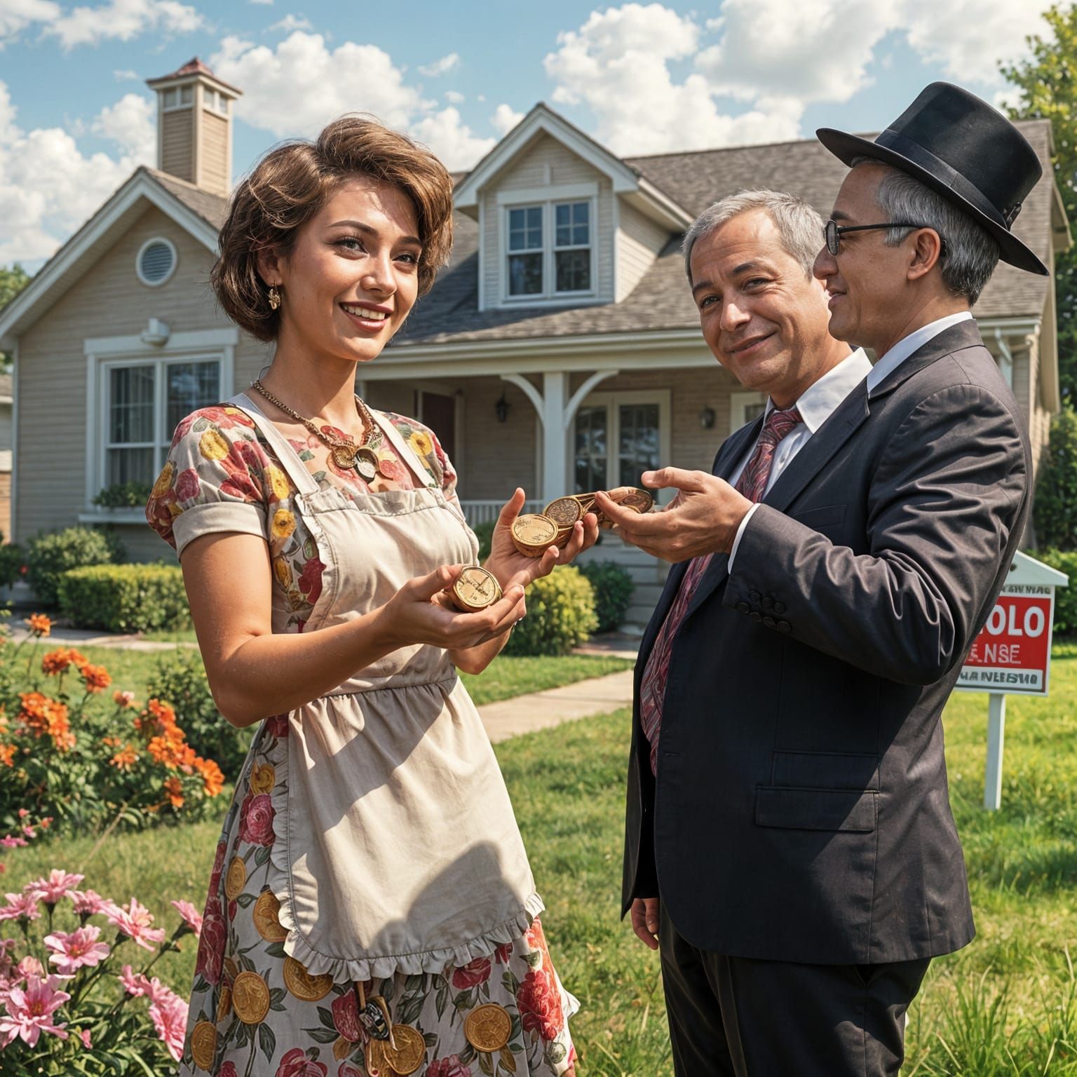 House Paid Off with Chocolate Coins in Realistic Style