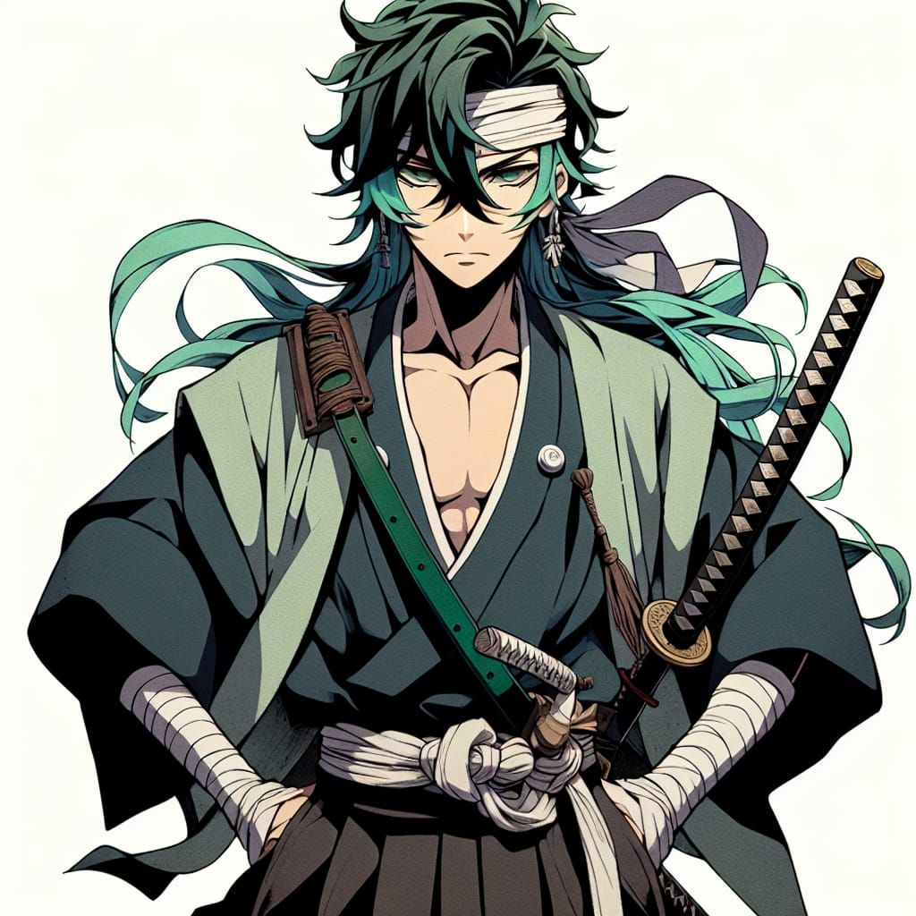 Epic Anime Samurai with Three Swords