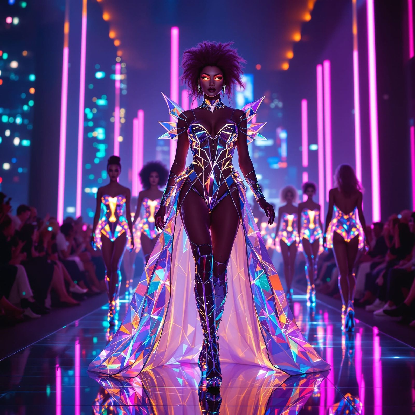 Futuristic Drag Queen Struts Down Neon Runway