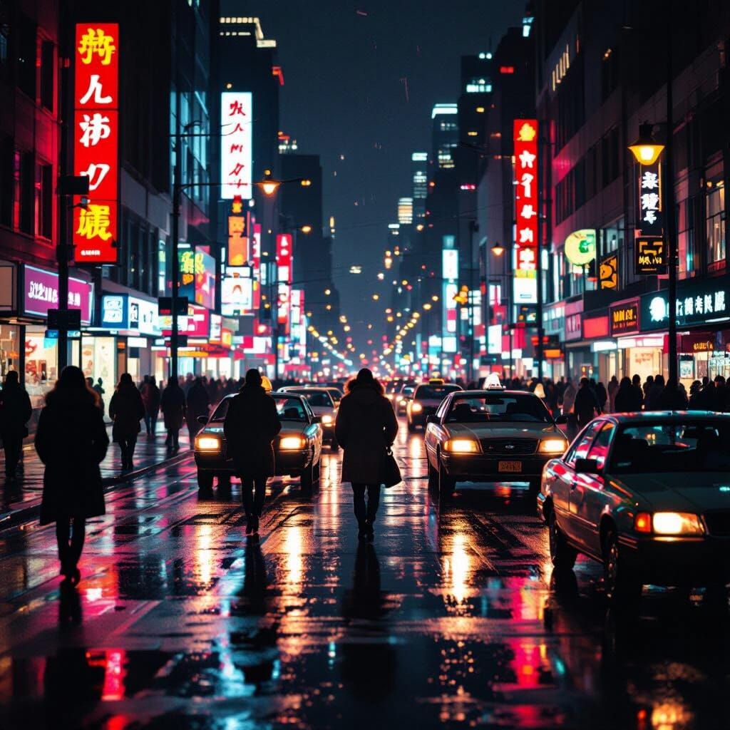 Lo-Fi VHS City Intersection at Night