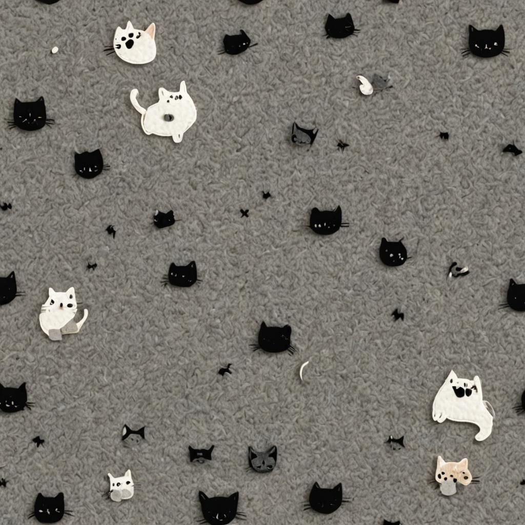 Adorable 2D Felt Cat Illustration