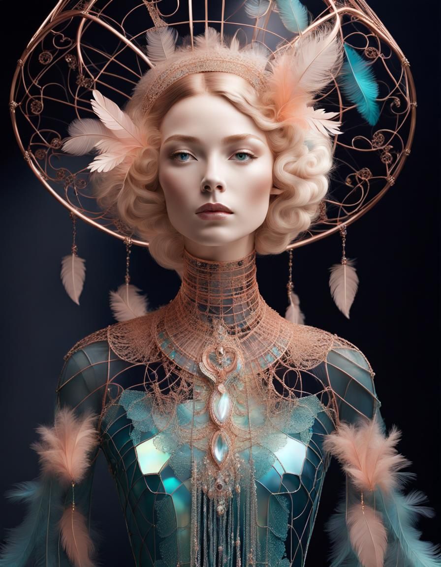 Ethereal Wire Mannequin in Victorian Birdcage Dress