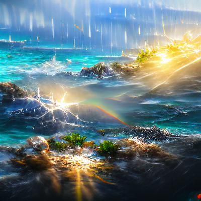 Sunlight After Ocean Rainstorm in 8K Resolution