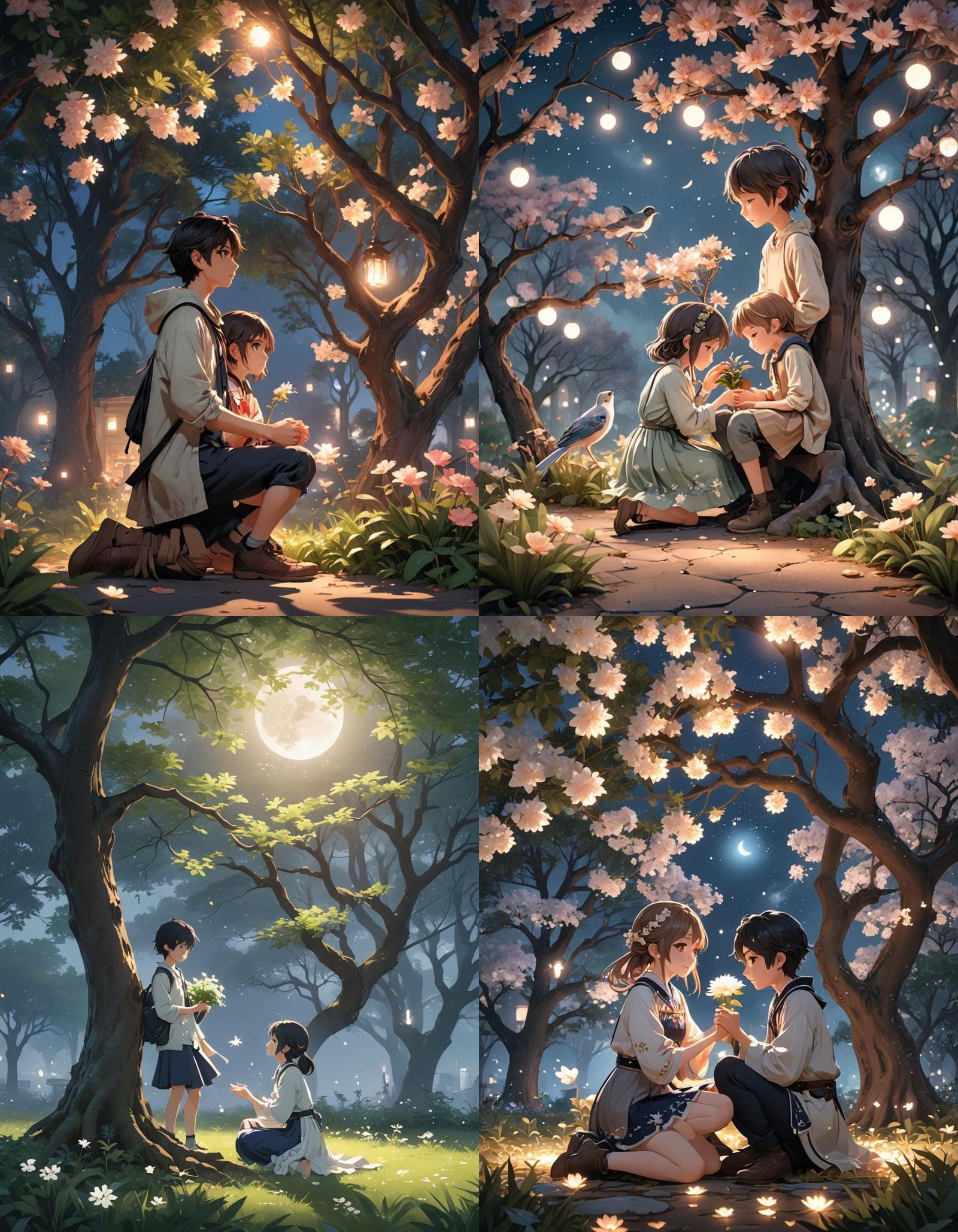 Romantic Proposal Scene in Anime Style