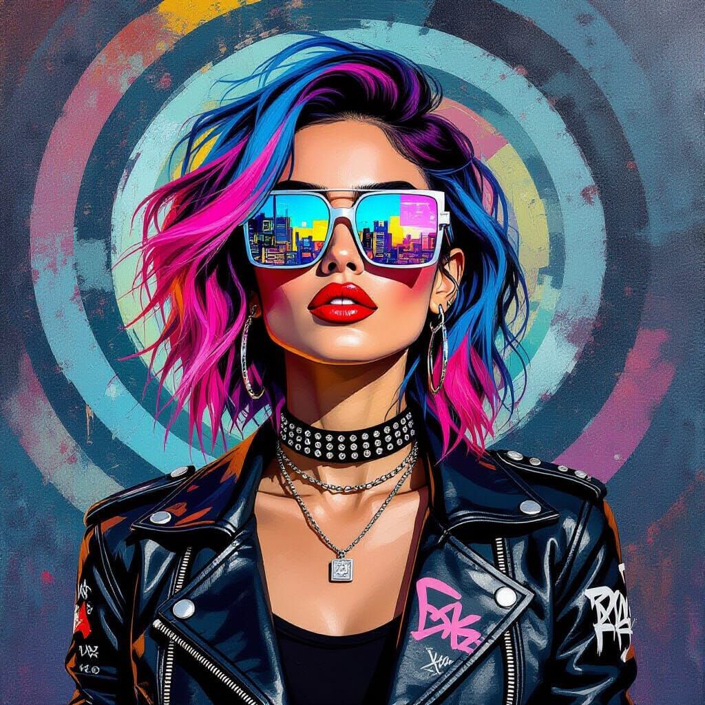 Electric Blue Hair in Neo-Impressionist Style