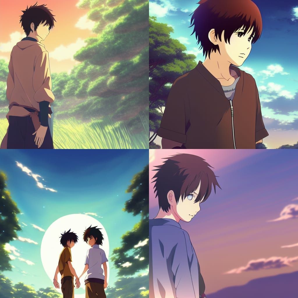 Anime Boys in Ghibli Style: 8k Concept Art
