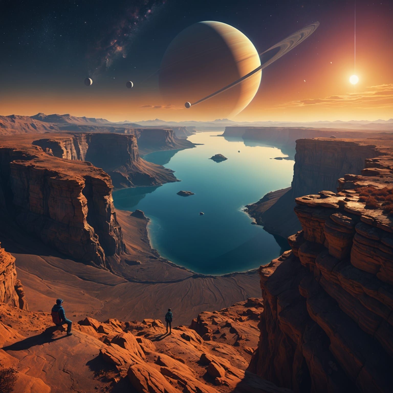 Panoramic Saturn View 3D Illustration