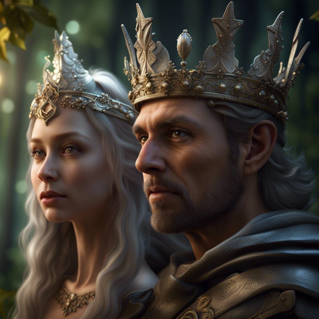 Fantasy Fairy King and Queen Portrait in 8K