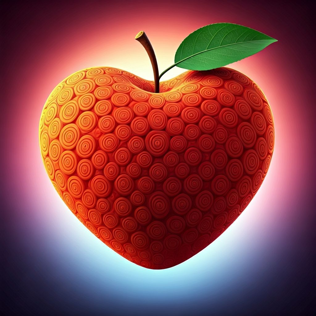 Heart-Shaped Apple in 3D Digital Art Style