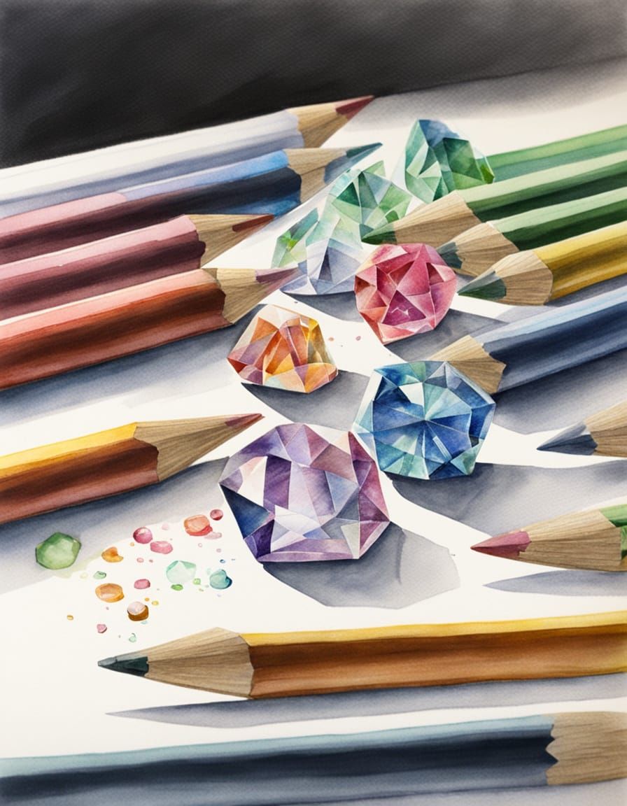 Elegant Ultramodern Crystal in Watercolor Pencil Style