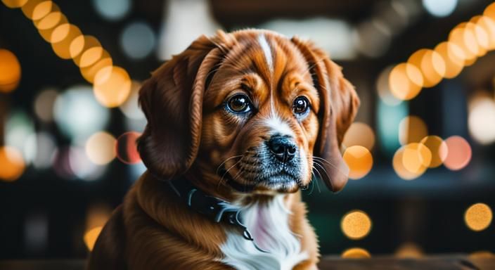 Charming Puppy Portrait with Bokeh, Natural Light