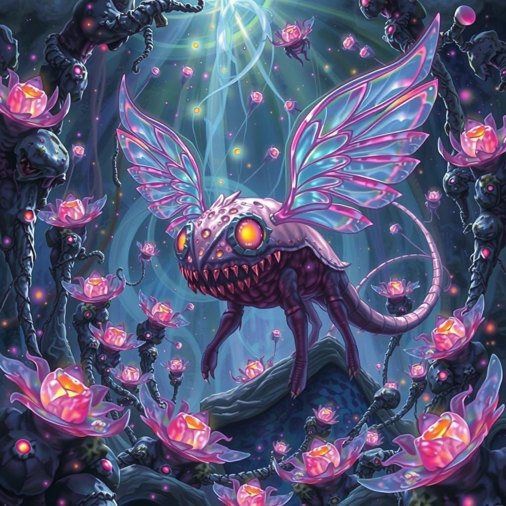 Mystical Biome Inhabited by Translucent Glowing Creatures