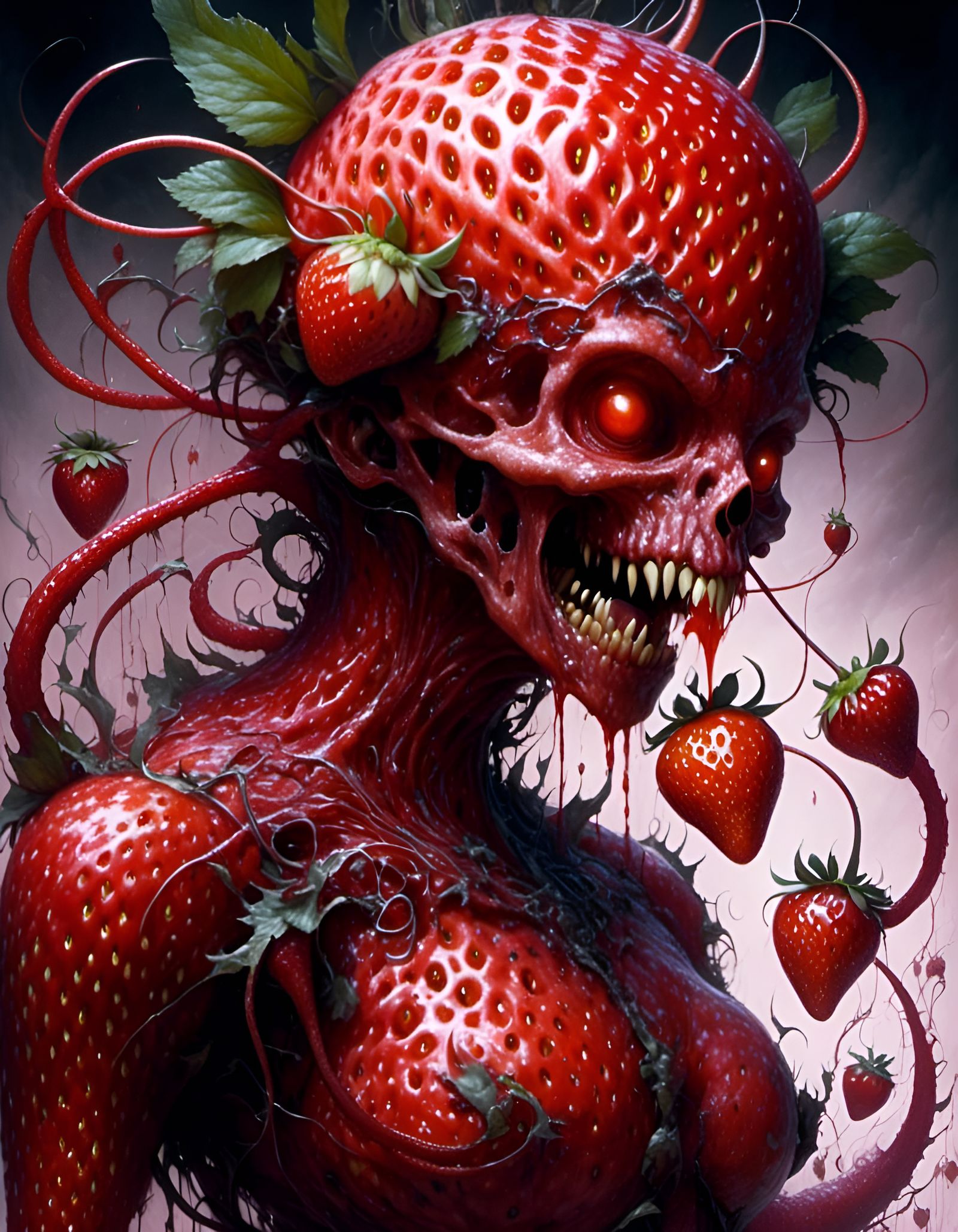 Strawberry Zombie Monster Hybrid in Amano Style