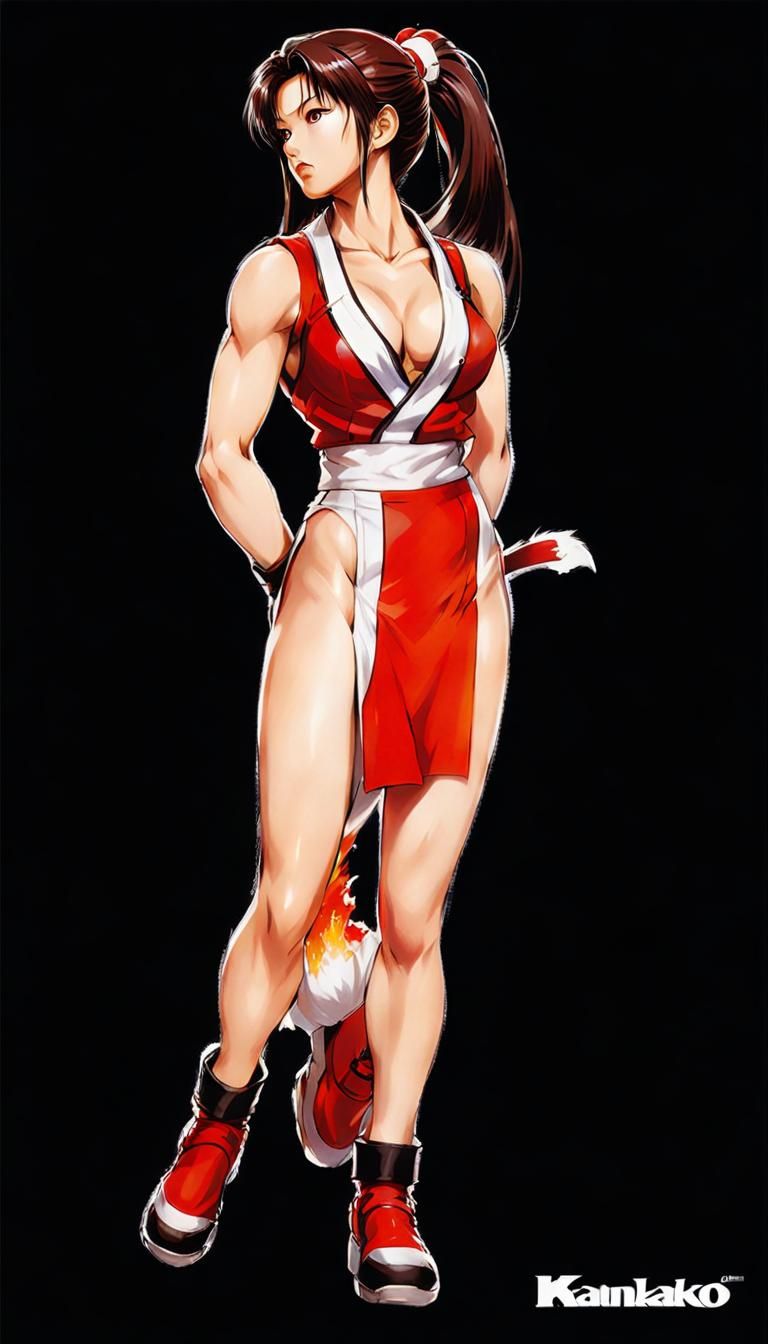 Kanako Kishi as Mai  Shiranui From The King of Fighters 1997®,Highly Detailed Concept Art Visual Cinematography Depth Ef...