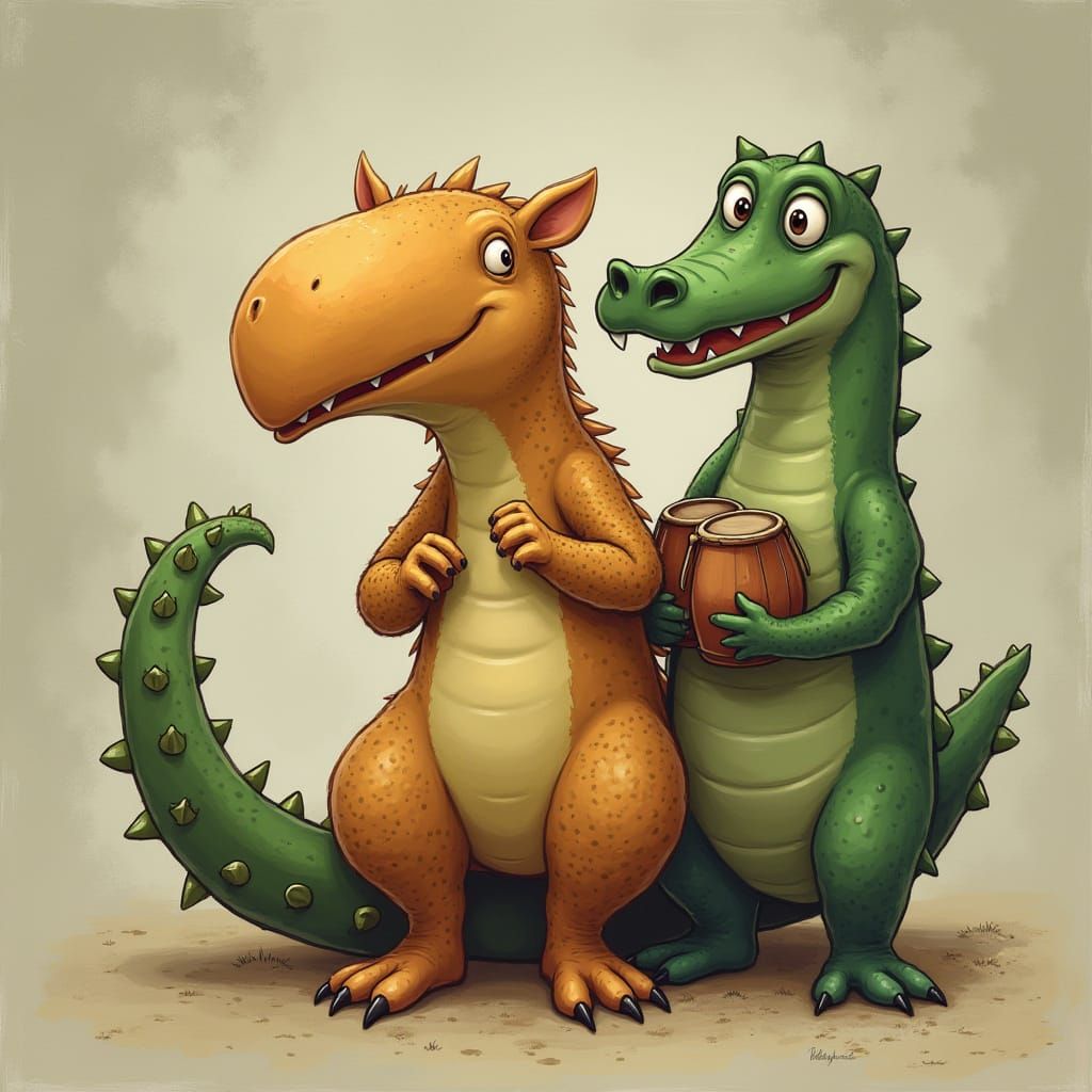 Platypus-Crocodile Hybrid Playing Maracas