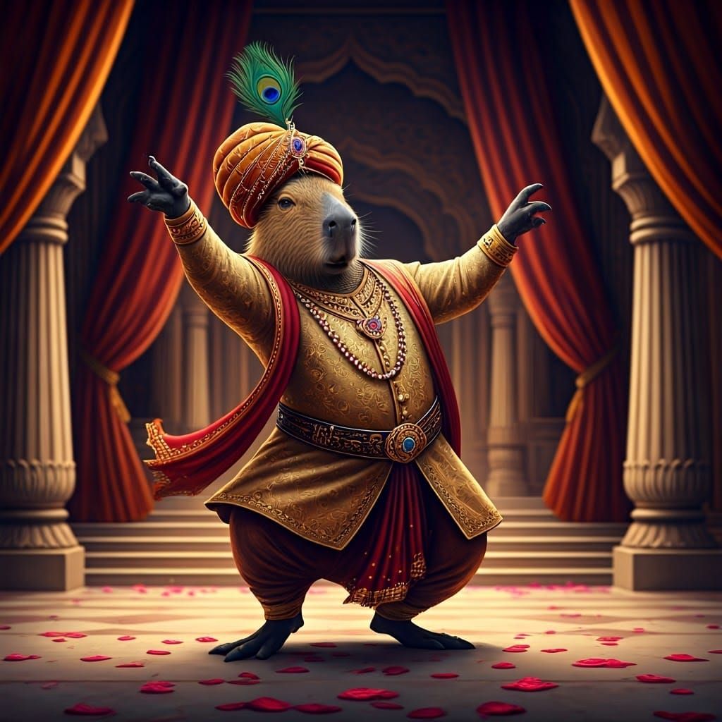 Regal Capybara Rajah in Grand Indian Palace