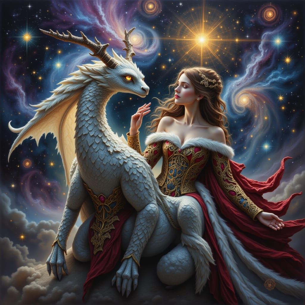 Siberian Princess Rides Bioluminescent Dragon