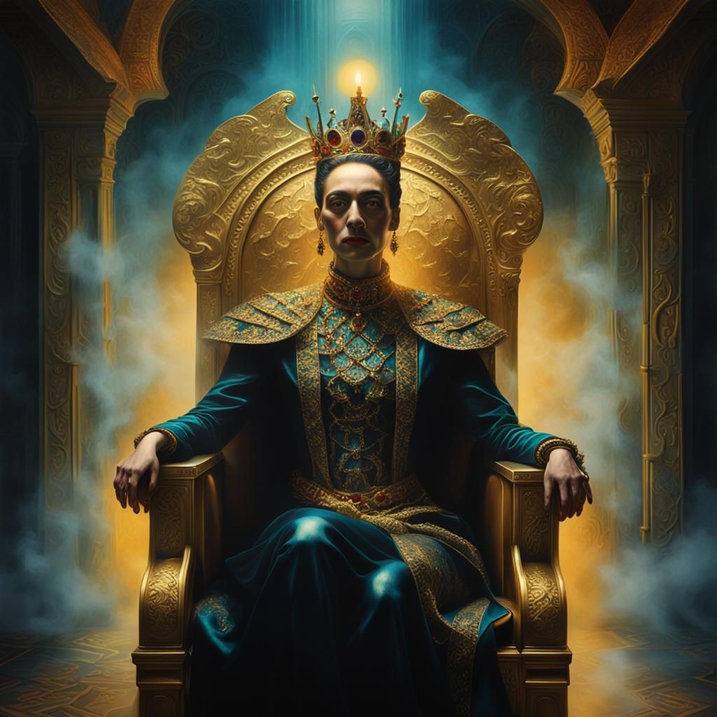 Mysterious Queen Portrait in a Surrealist Oil Painting