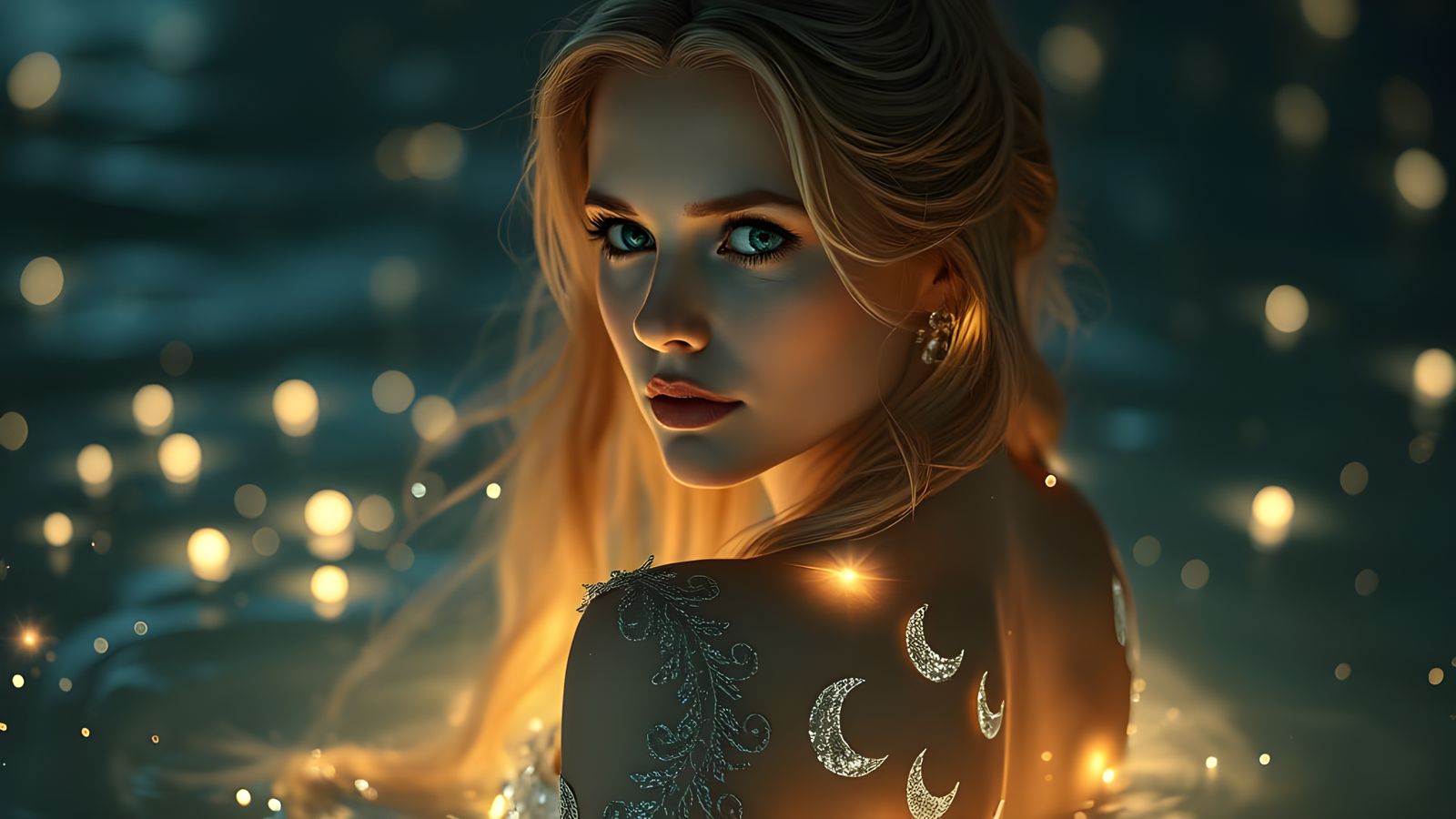 Ethereal Goddess of Lunar Water in Hyper-Realistic Portraitu...