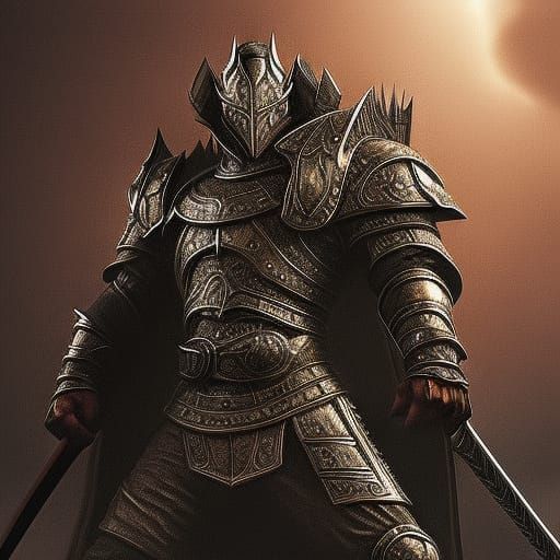 Epic Armored Knight in a Hyperdetailed Battle