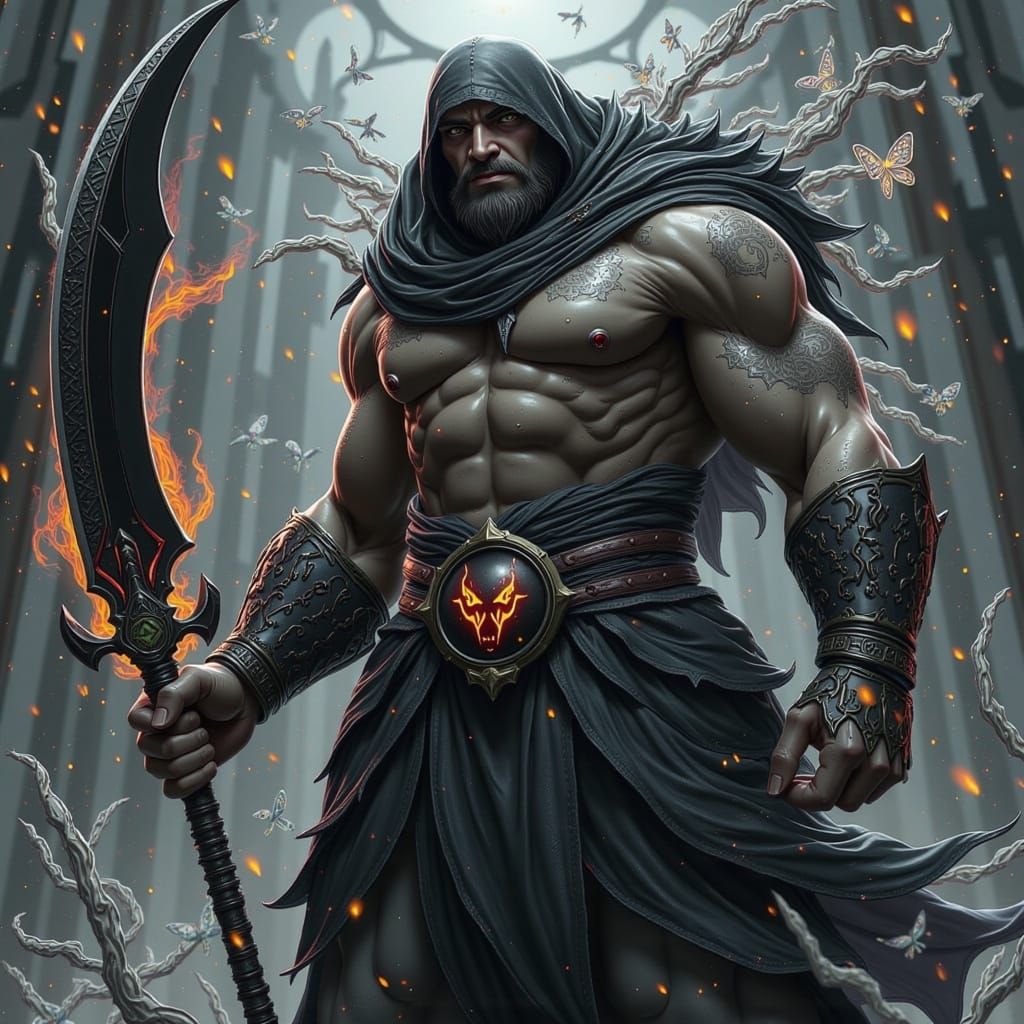 Dark Warrior with Malevolent Blade in Gothic Style