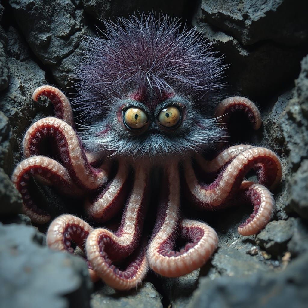 Neon Creature with Tentacles in Digital Art Style