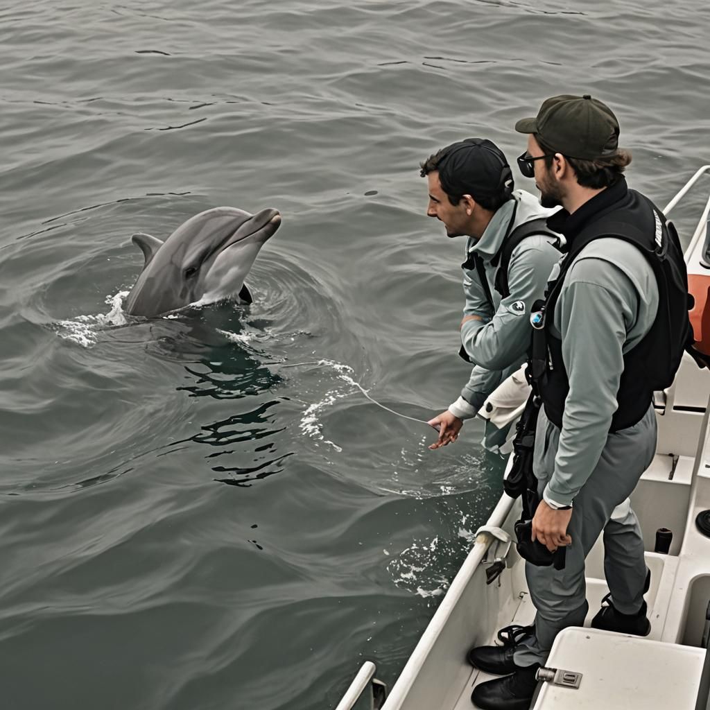 Oceanographer and Dolphin Communication in the Sea