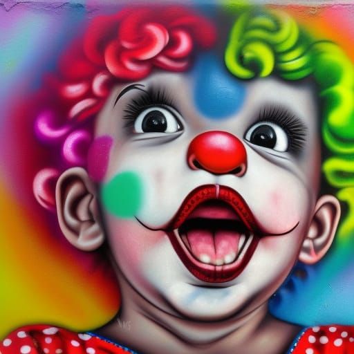 Happy Clown Baby in Colorful Graffiti Art Style