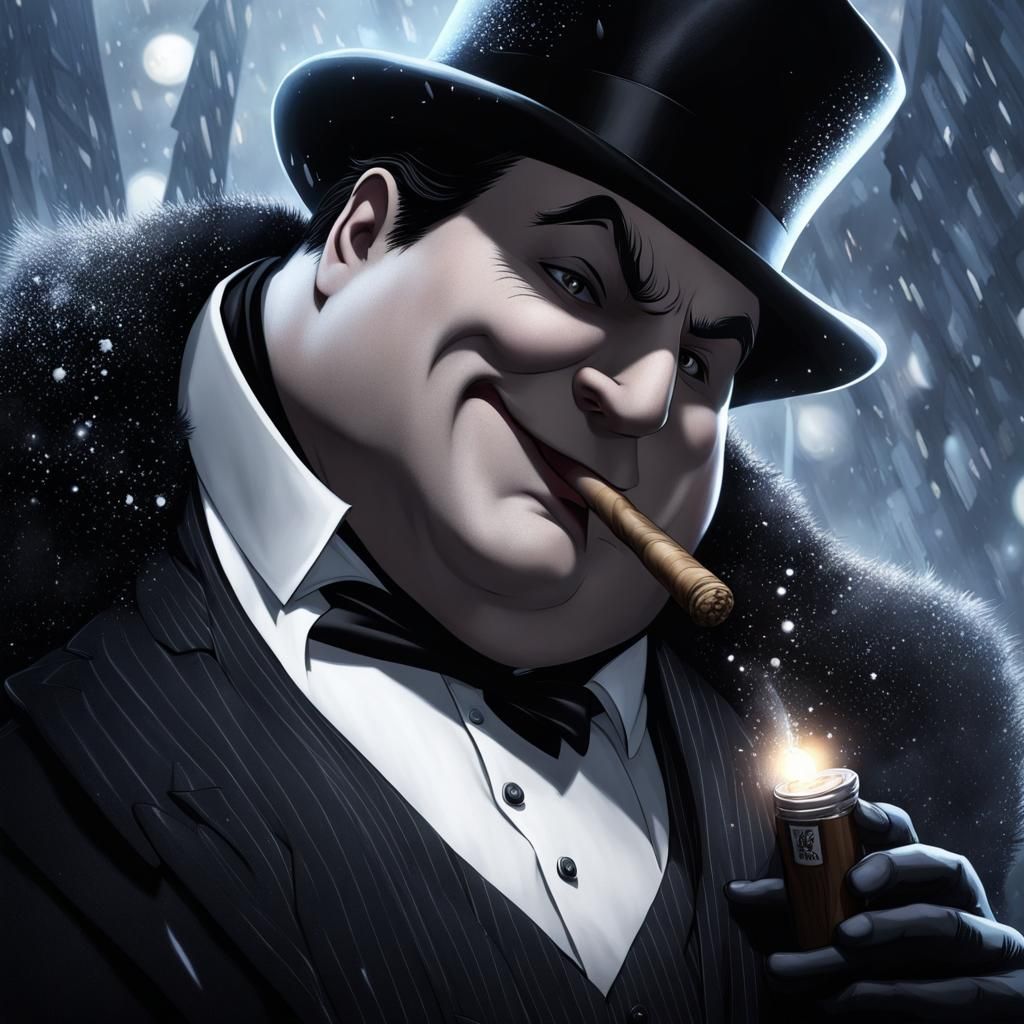 The Penguin in Snowfall: Detailed DC Villain Portrait