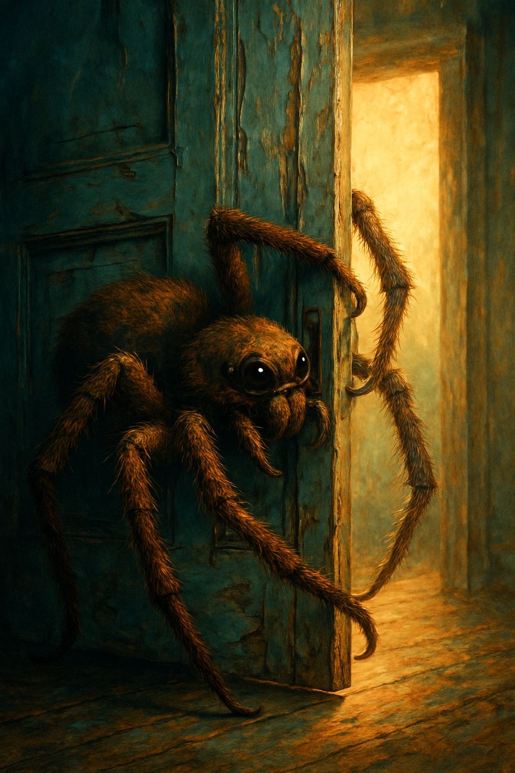 Neo-Traditional Spider Wraps Door in Post-Apocalyptic Scene