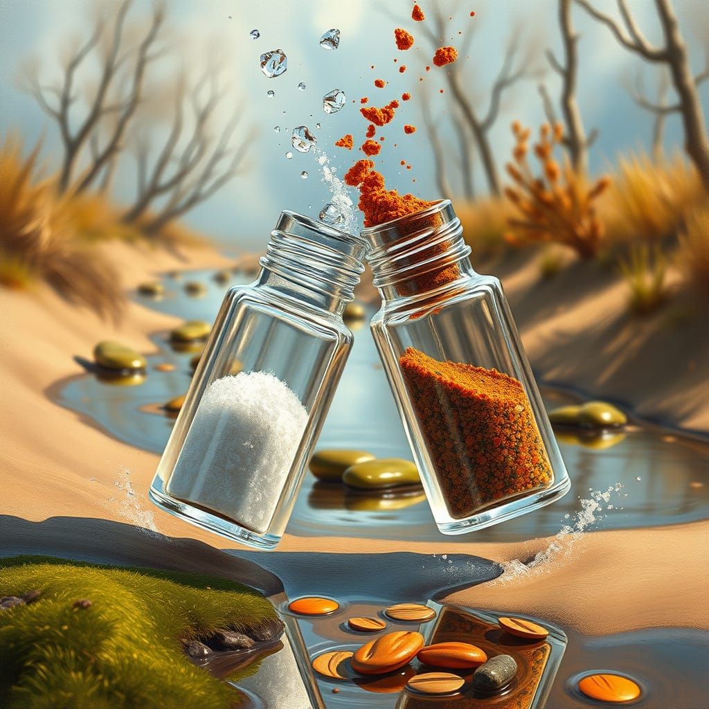 Crashing Salt and Pepper Shakers in Art Nouveau Style