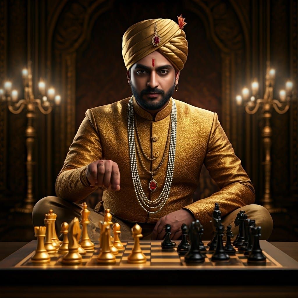 Hindi Maharaja Plays Chess with Servant