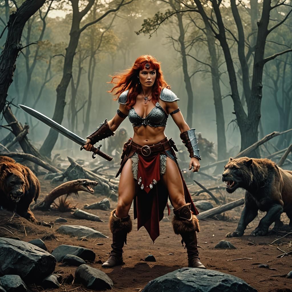 Red Sonja Barbarian in Boris Vallejo Style