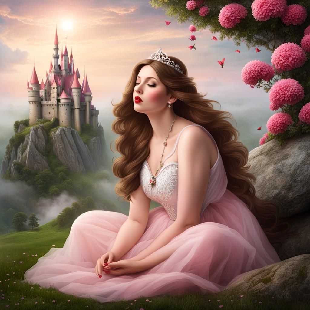 Hypnotic Yoga: Chubby Woman in Fairytale Landscape