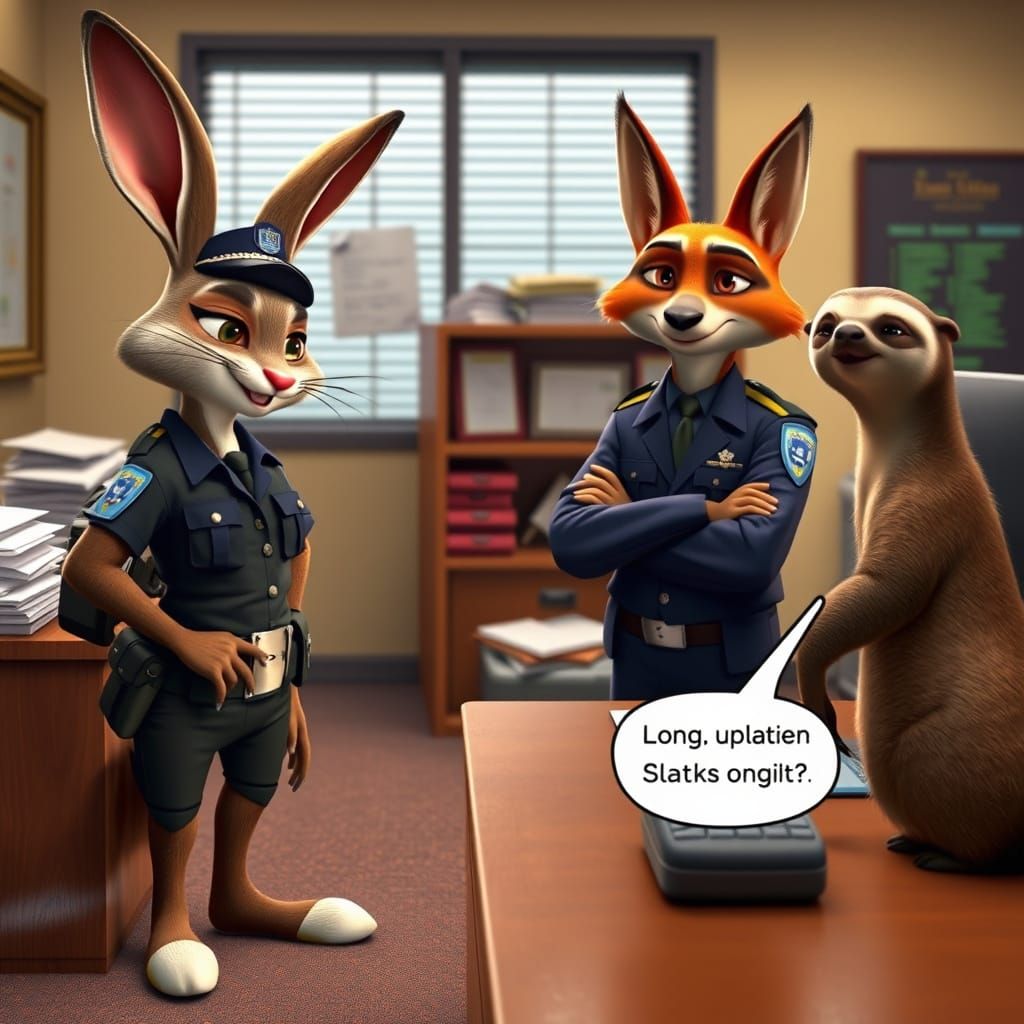 Anthropomorphic Police Officers Interact with Patient Sloth ...