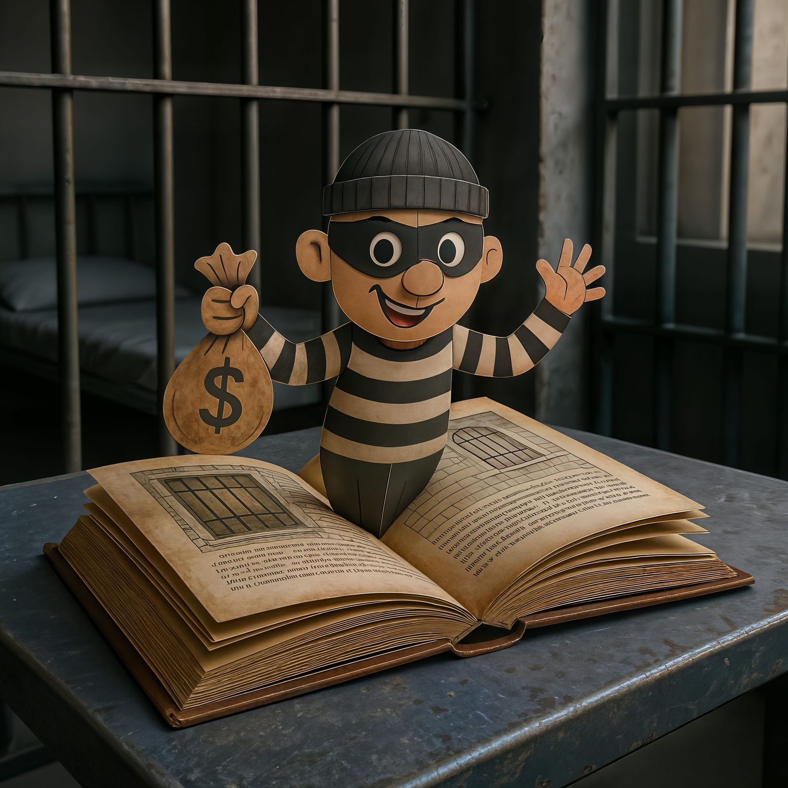 CGI Pop-Up Book: Cute Crook in Jail Cell