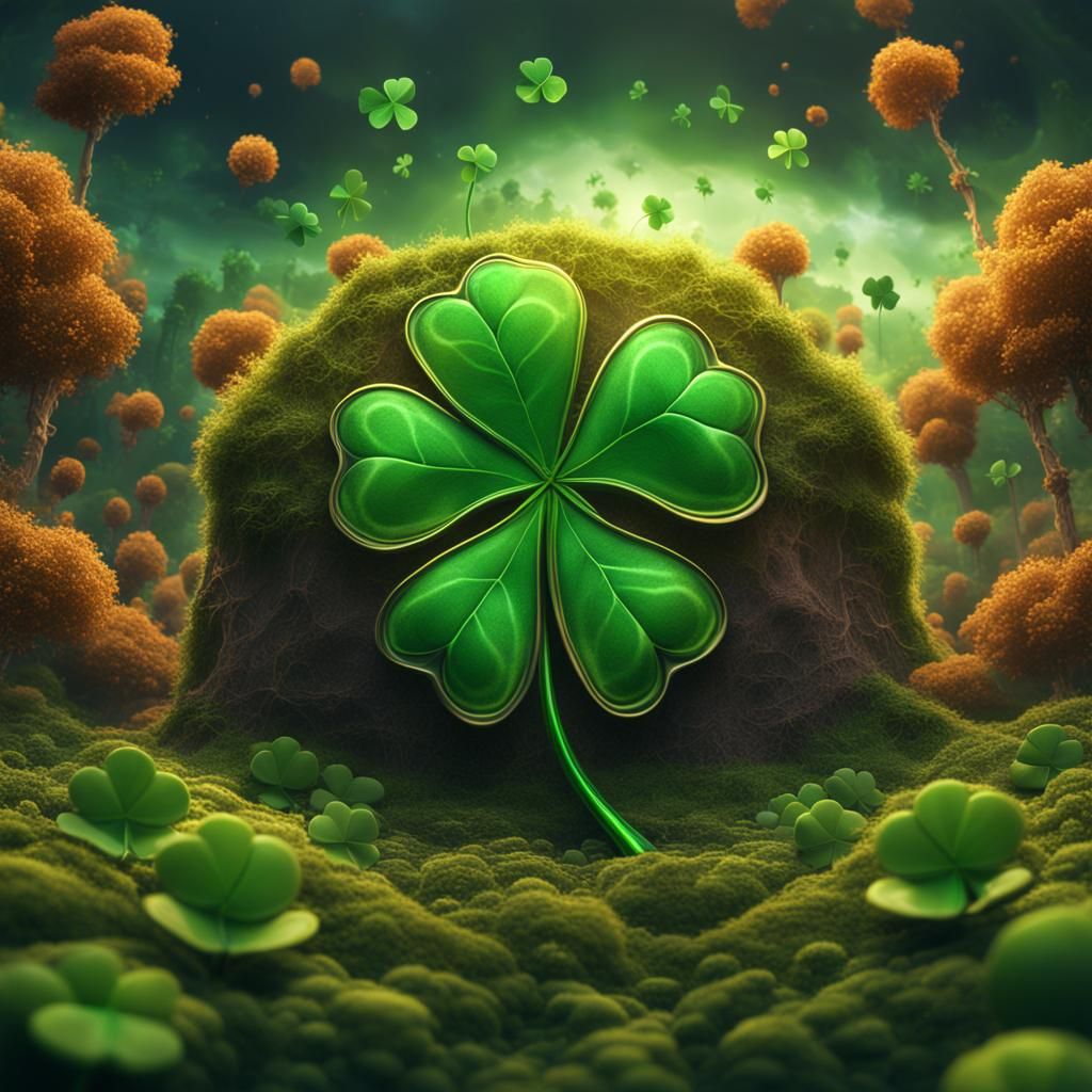 Detailed Four Leaf Clover, Digital Art