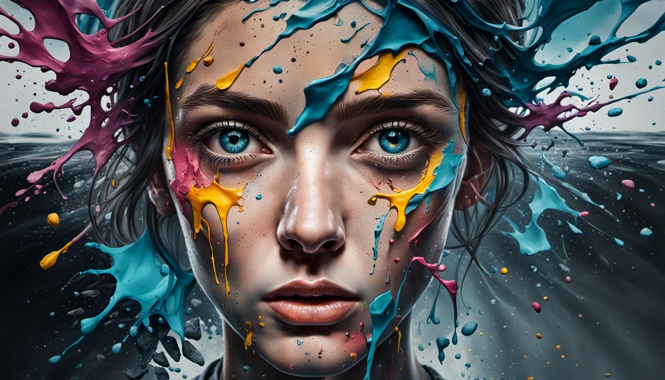 Hyperrealistic Splash Art of Woman with Dreamlike Qualities