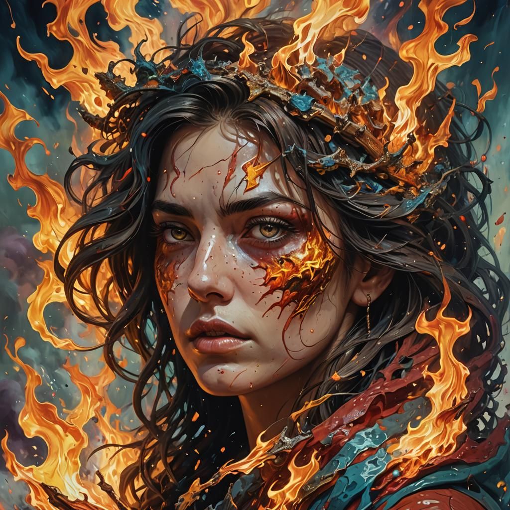 Repentance: A Hyperrealistic Splash Art Portrait