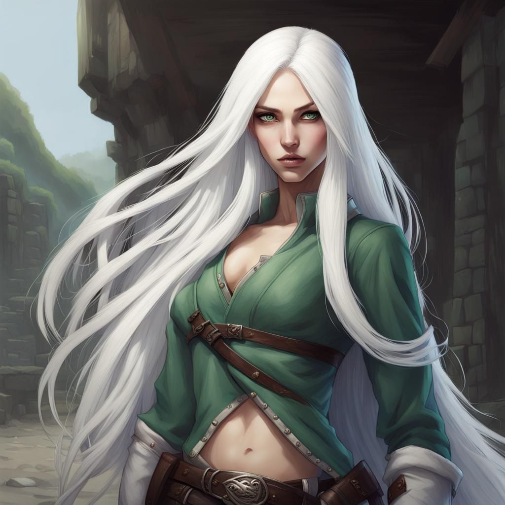 Heroic Half-Giant Rogue with Green Eyes