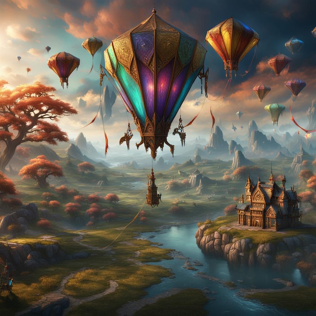 Fantastical Kite in Deep Color, Digital Art