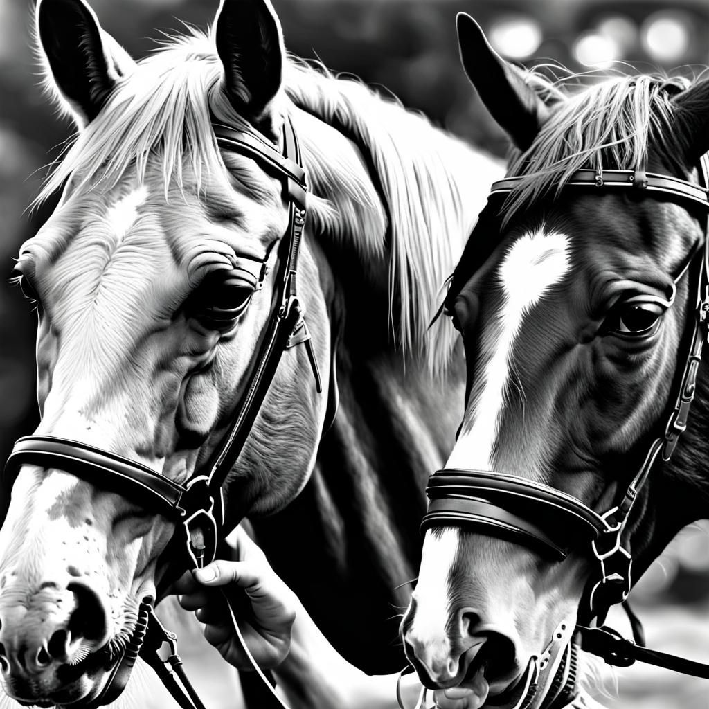 Girl and Horse Photoillustration in Black and White