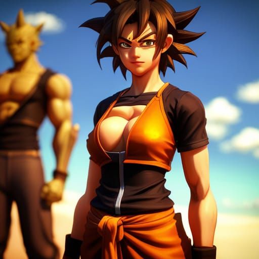 Female Super Saiyan Gamer in Cosplay