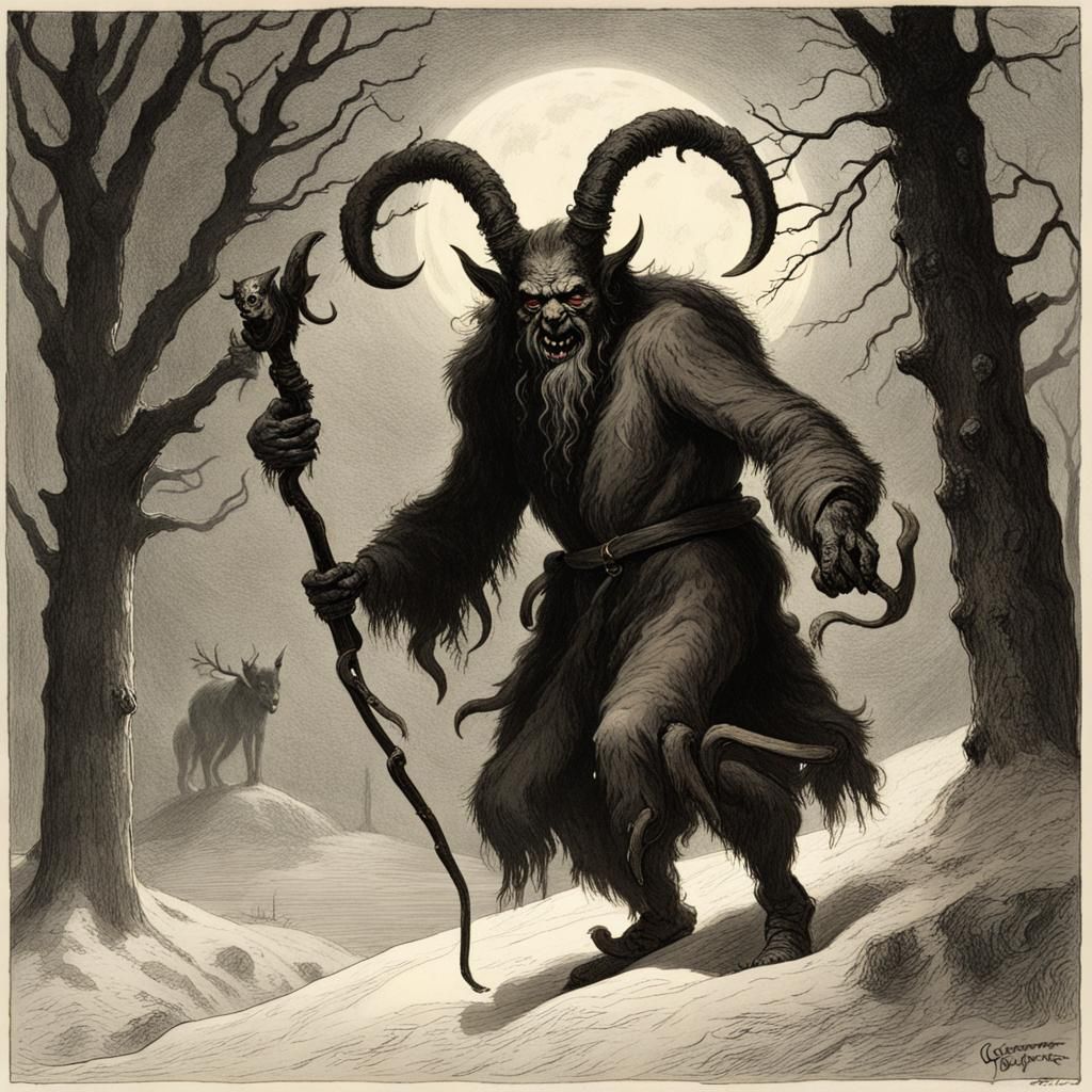 Krampus: A Gothic Horror Illustration