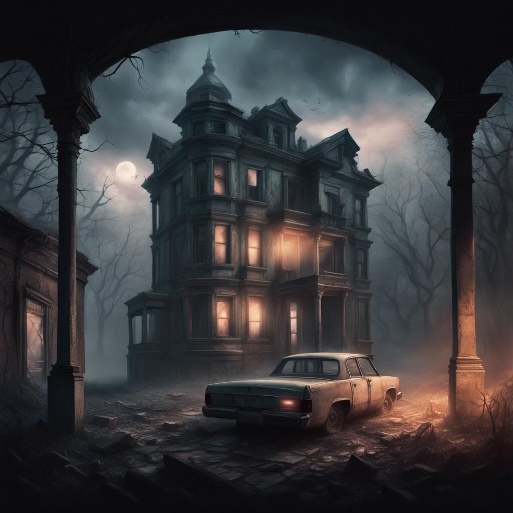 Eerie Haunted Mansion: Dark Fantasy Concept Art