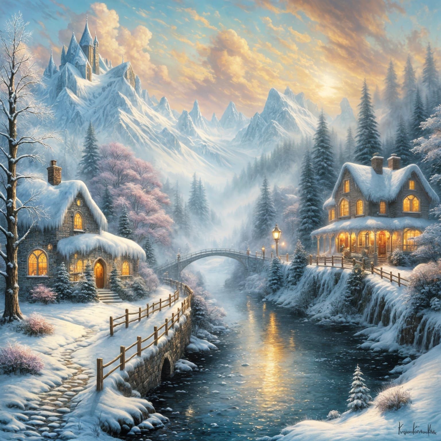 Ethereal Winter Wonderland Fantasy Landscape