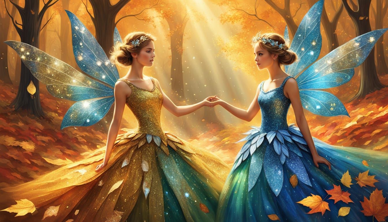 Fantasy Fairies in Vibrant Oil Painting Style