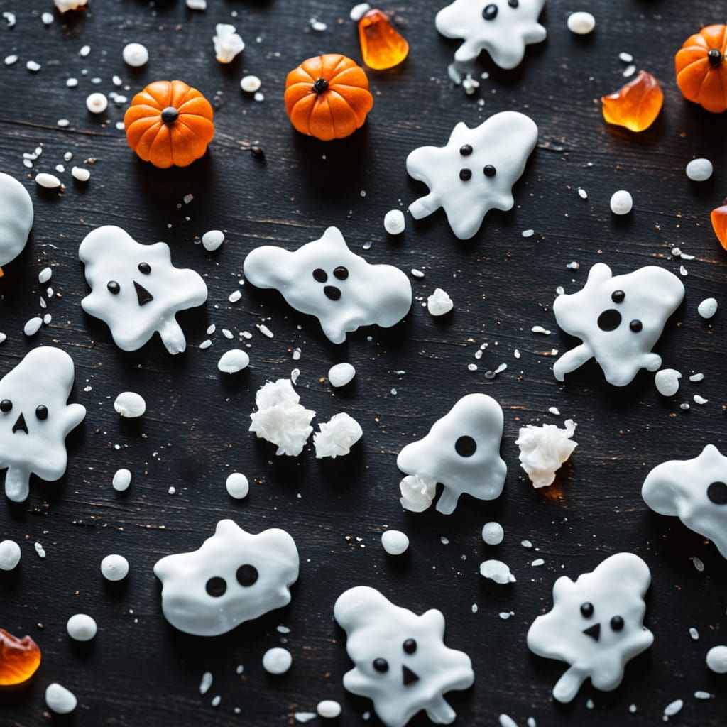 ghostly candies on a table