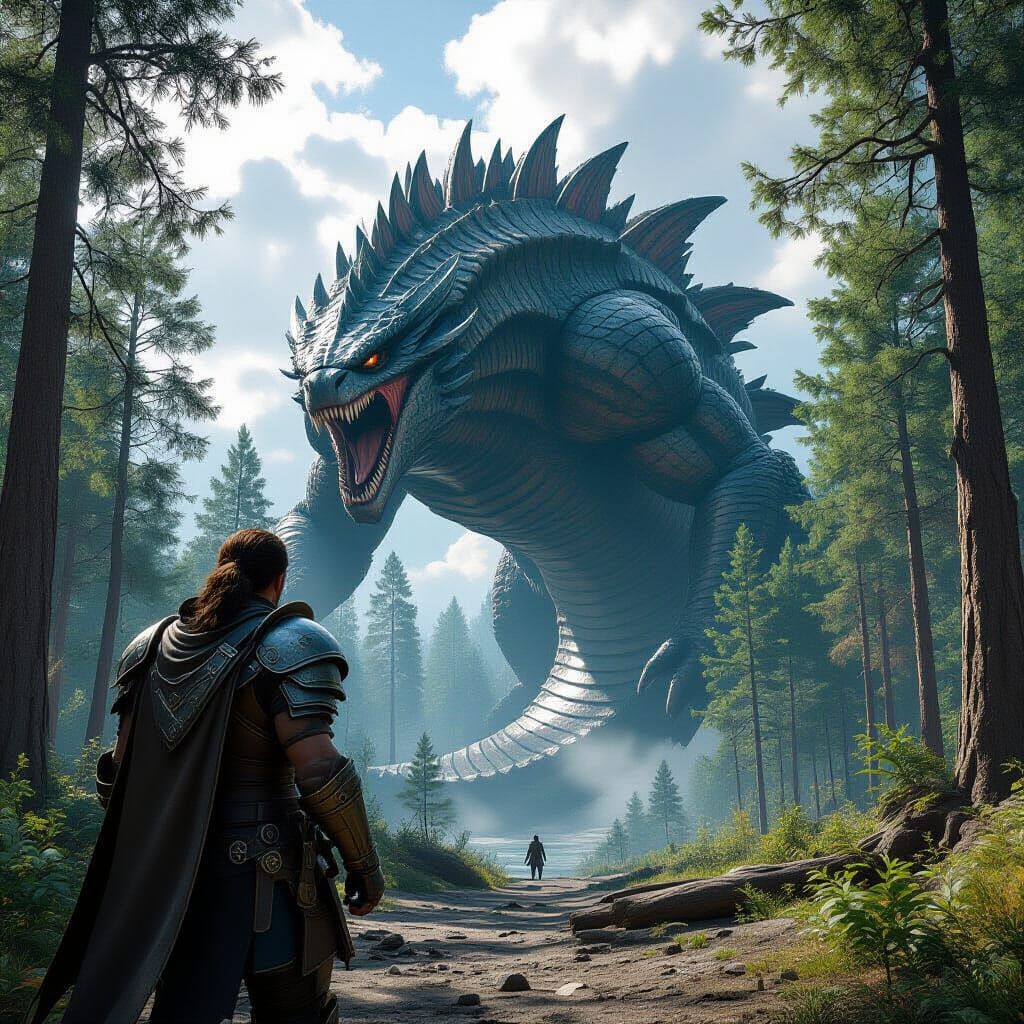 Job and Leviathan in Epic Game Cinematic Scene