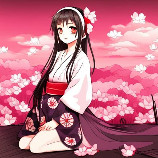 Japanese Girl in Kimono: Anime Key Visual